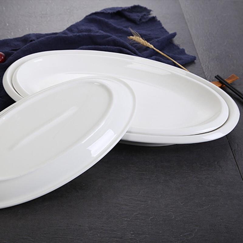 Pure White 16-Inch Ceramic Oval Fish Plate