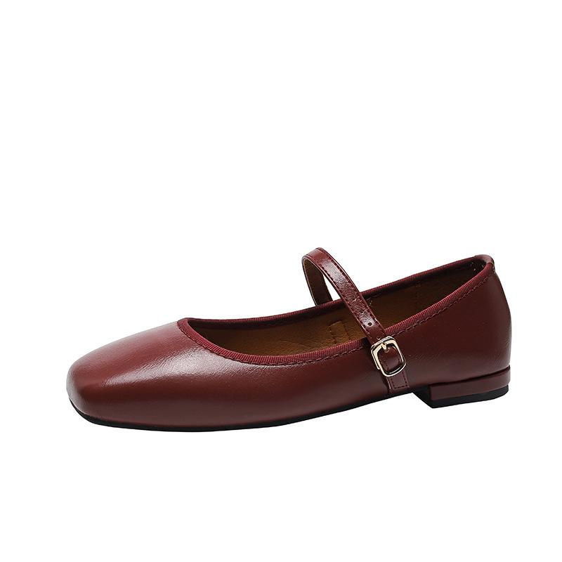 Mary-Jane-Schuhe für Damen, rutschfeste Ballerinas mit quadratischer geschlossener Spitze und Knöchelriemen, lässige flache Arbeitsschuhe für Damen, bequeme schicke flache Schuhe, elegante Schuhe