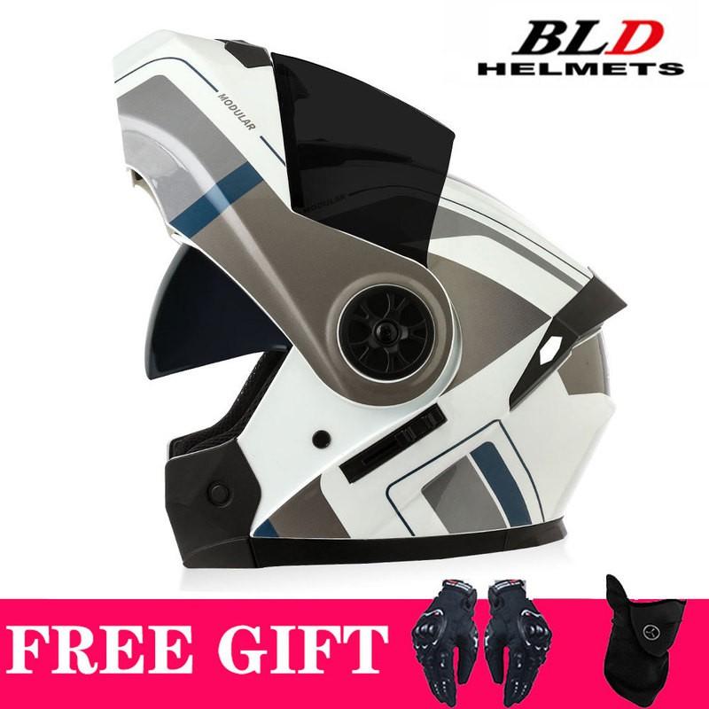 Full Face Motorcycle Helmet With Dual Visors Flip-Up Design Scooter E-Bike Riders