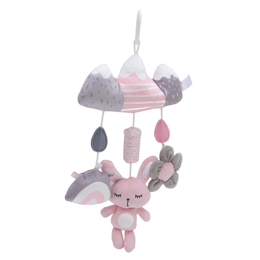 Baby Crib Hanging Rattles Toy Cute Bunny Soft Vibrant Colors Clip On Plush Hanging Toy for Boys
