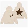 Damen Oversized Kapuzenpullover mit Sternenprint Lockerer Schnitt Streetwear Langarm Pullover Warmes Fleece Top