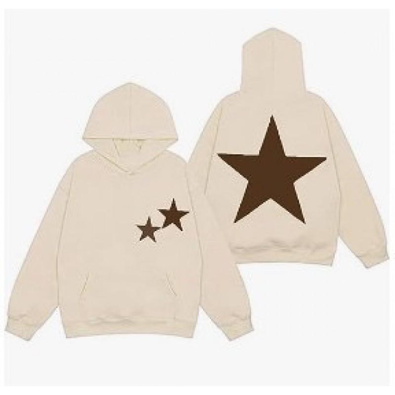 Damen Oversized Kapuzenpullover mit Sternenprint Lockerer Schnitt Streetwear Langarm Pullover Warmes Fleece Top