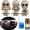 Evil Skull Car Air Fresheners Vent Clips, Cool Skull Car Accessories With 6 Felt Pads, Cute Automotive Halloween Decorations Interior For Men Women