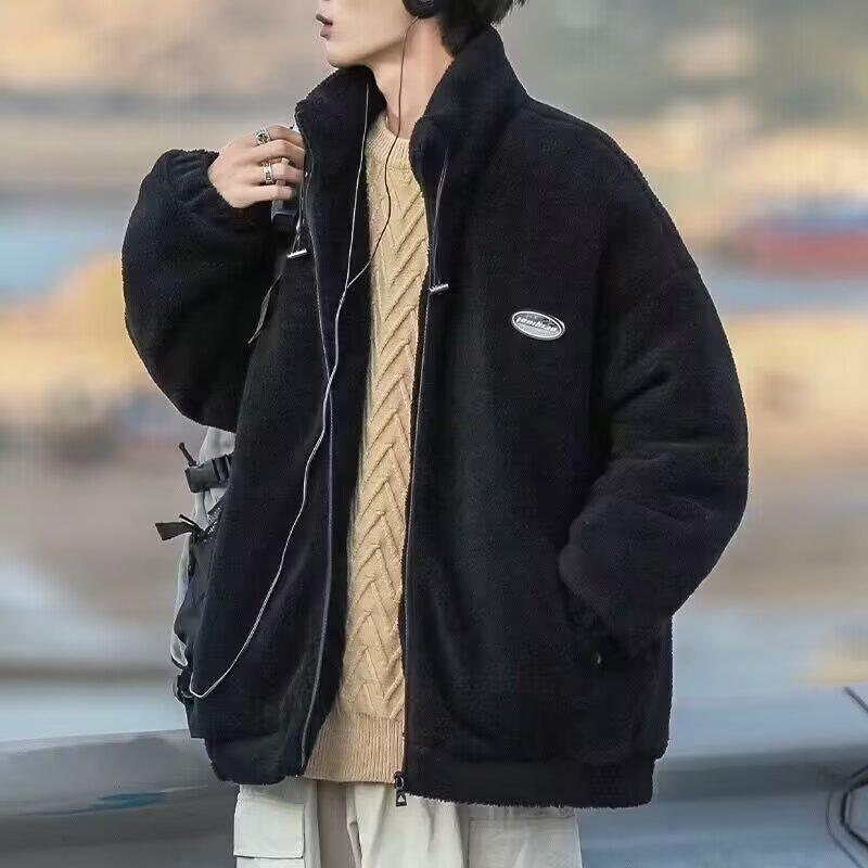 Men s Trendy Lambswool Cotton Jacket - Autumn/Winter Loose Casual Versatile Outerwear 2XL