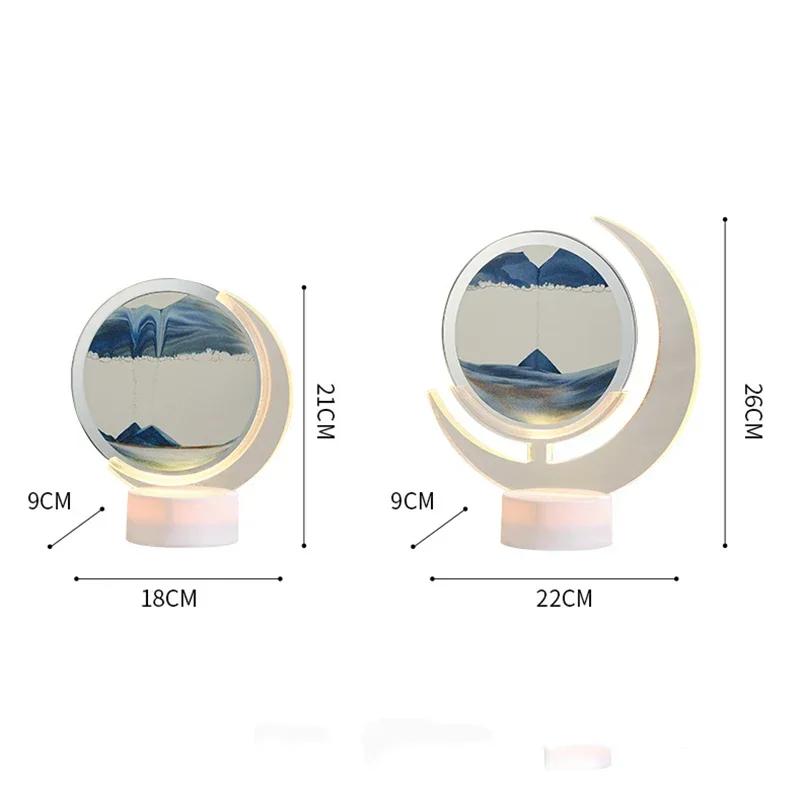 3D Sandscape Moving Sand Art Picture Table Lamp with 7 Colors Quicksand Liquid Hourglass Flowing Sand Painting Home Decor Gifts