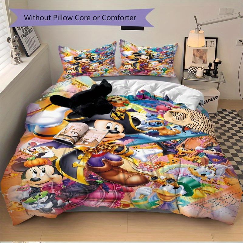3pcs Mickey and Minnie Halloween Night Theme Bedding Set, Including 1 Quilt Cover and 2 Pillow Shams