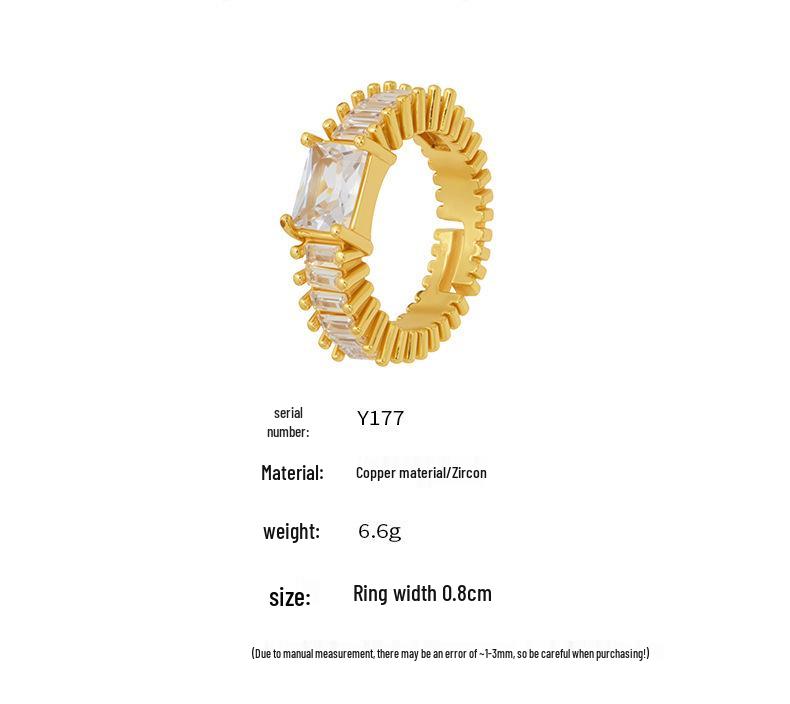 Gold-Plated Zirconia Geometric Ring - Chic European & American Style, Versatile Index/Finger Ring for a Luxurious Fairy-Tale Look.
