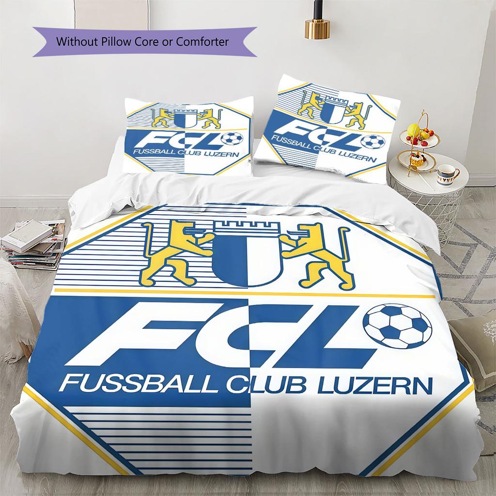 Set Copripiumino Trapuntato con Logo FC Luzern Federa Decorazione per la Casa Regalo di Compleanno (1 * copripiumino + 2 * federa, senza nucleo)