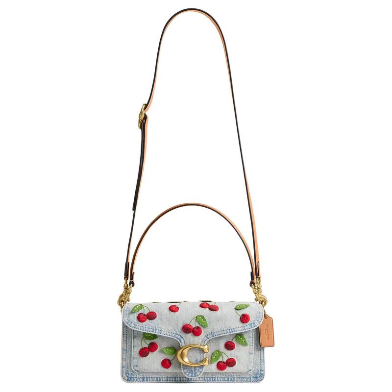 Coach Bolso Tote de Tela Bordado Cereza Tabby 26 Mediano para Mujer Azul