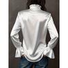 TIFICY Women's Fashion Casual Spring Autumn Solid Color Print Long Sleeve V-Neck Blouses & Shirts