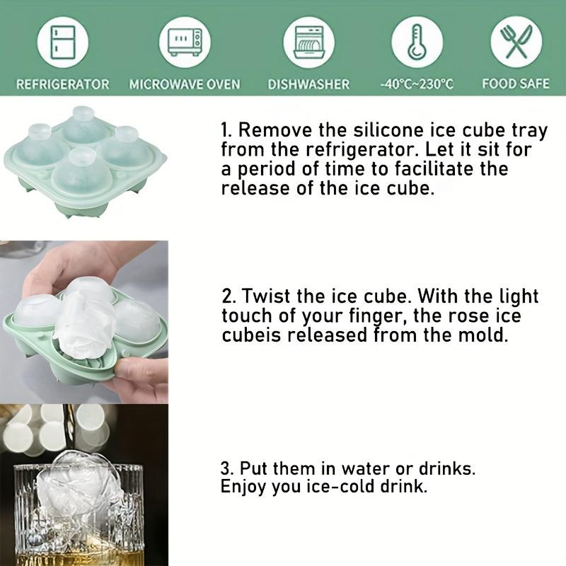 1PC Elegant Rose Shaped Ice Cube Mold Reusable Food Grade Silicone IceTray Ice Ball Mold for Effortless Dessert Summer Drinks