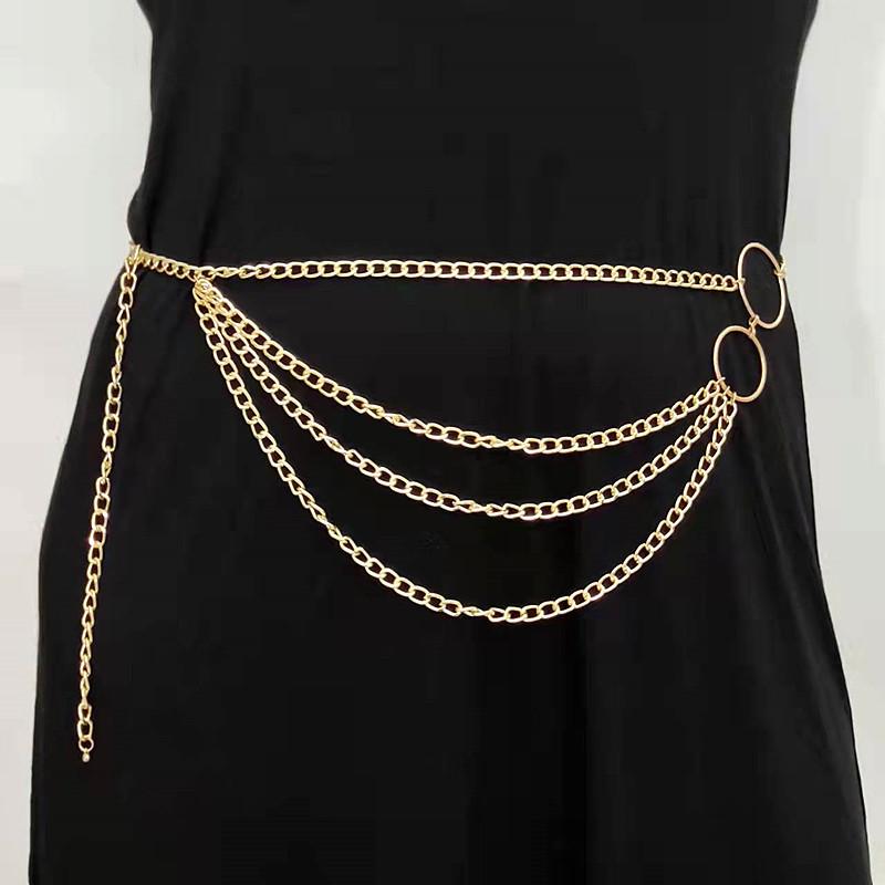 Punk trend metal big ring body chain women's retro versatile multi-layer sexy circle waist chain