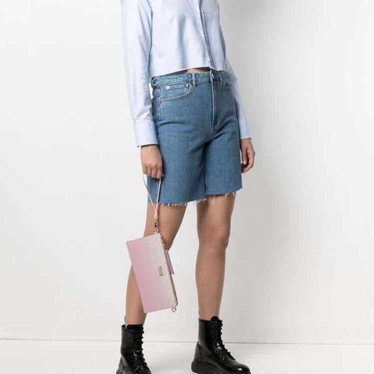 New VERSACE JEANS COUTURE Leather Wrist Bag, Clutch, Envelope Bag, Crossbody Bag Trumpets Women's Pink E1VWAB6X-71899-426