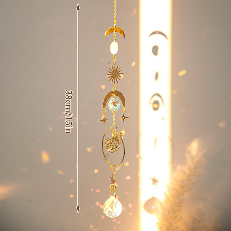 Crystals Wind Chime Hanging Tree Sun Catcher Rainbow Wind Chimes Prisms Drops Window Curtains Pendant Wall Art Garden Decoration