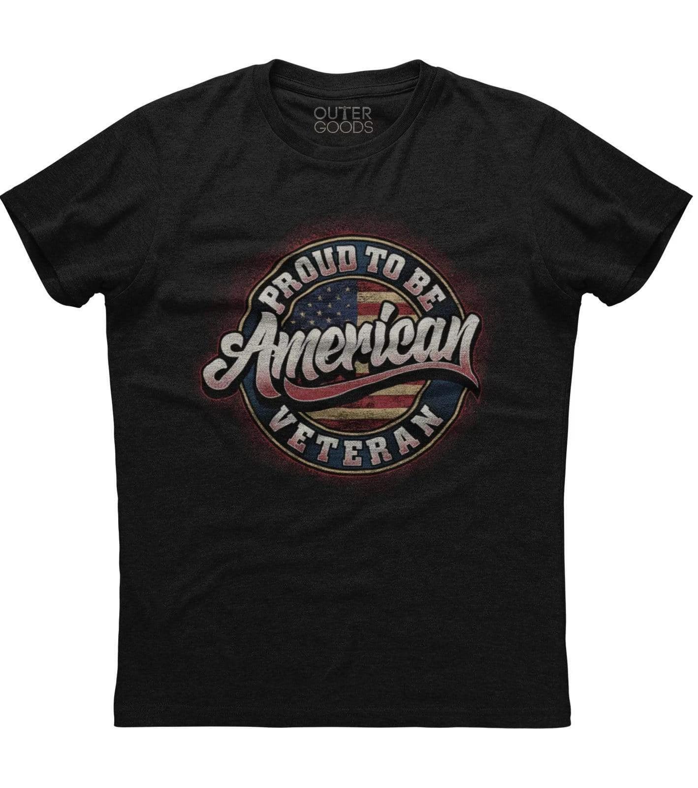 Proud To Be American Veteran, Men s New Patriotic Trending Black T-shirt XL