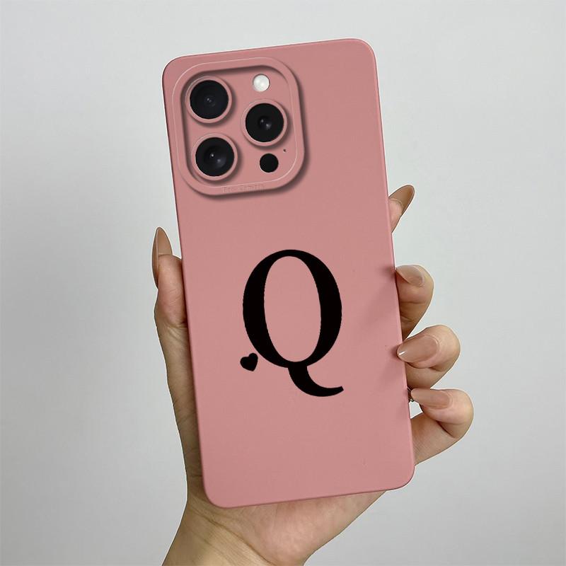 For iPhone 14 Pro Max Case iPhone 14 Plus Phone Case iPhone 14 Pro Cover Cute Couple Initial Letters Square Skin Matte Cover