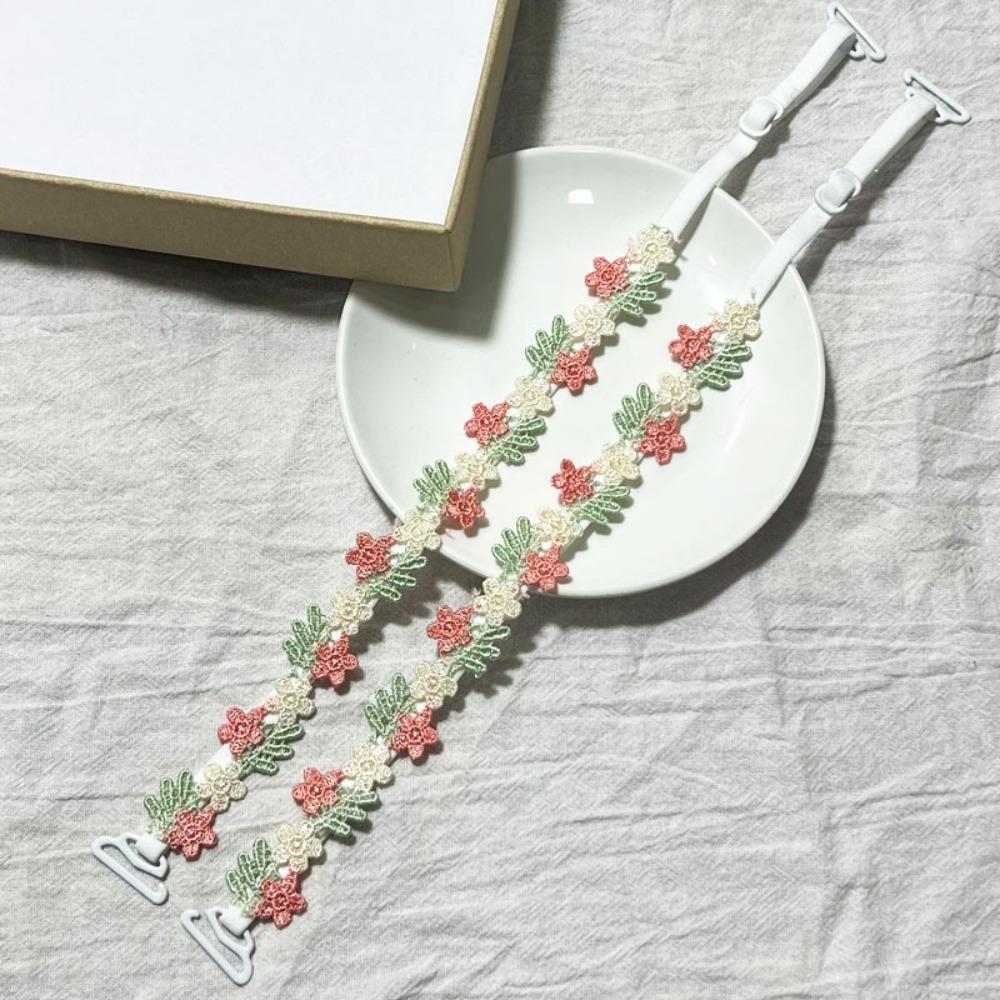

1pair Creative Lace Flower Floral Bra Straps Adjustable Elastic Floral Shoulder Belts with Lace Trim Gift Shoulder Straps Women One Size шампанского