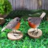 Bird Figurines Robin Bird Sculpture 2 Pieces Decorative Resin Statue Ornaments For Outdoor Yard Porch And Indoor Living Room