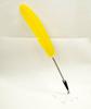 2 Set Pack White Feather and Yellow Feather Japanese Processed Brass Rotary Bunker Pen with Turkey Feather Clear Acrylic Pen Stand with Black Pen