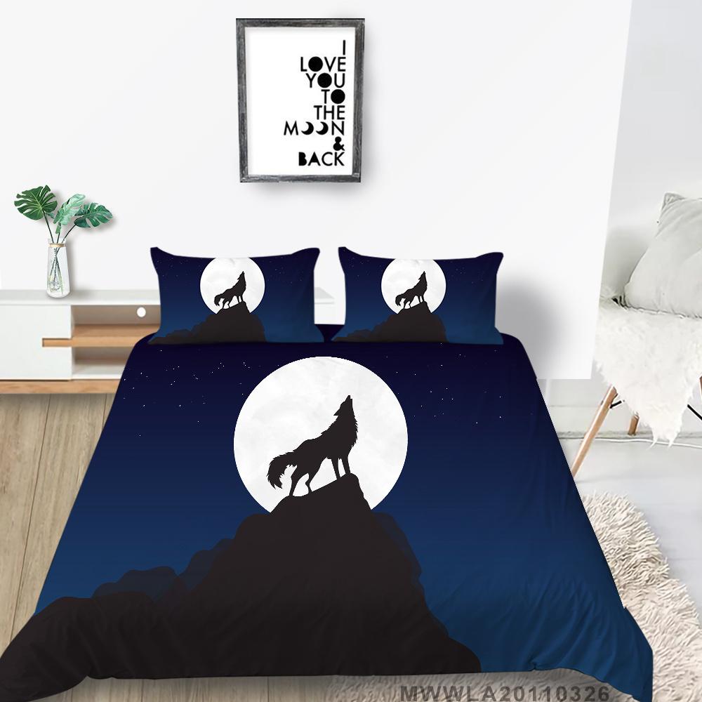 2023 New Style Unique Design Bedding Cover Suit Fashionable Decorative Wolf Printed Home Textiles Queen King Size Bedding