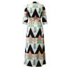 Robe Maxi à Manches Longues pour Femme Col en V Longueur Cheville Robe Longue Décontractée Robe Trapèze avec Ceinture