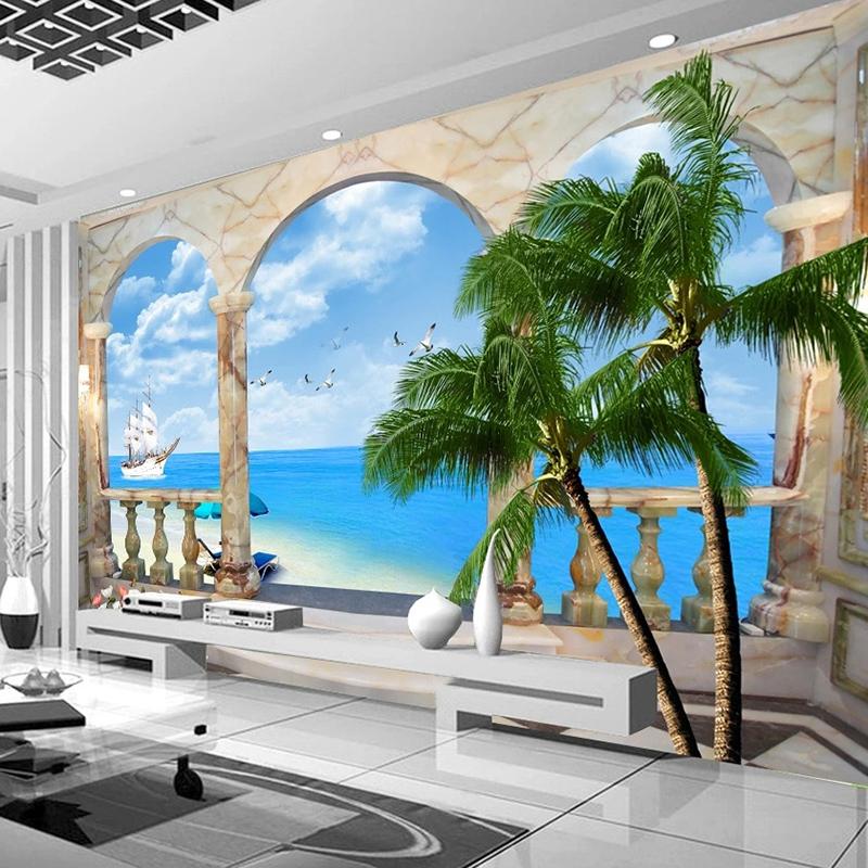 Fototapeta 3D stereo středomořský styl Nástěnná malba Obývací pokoj Ložnice Home Decor Wall Papers