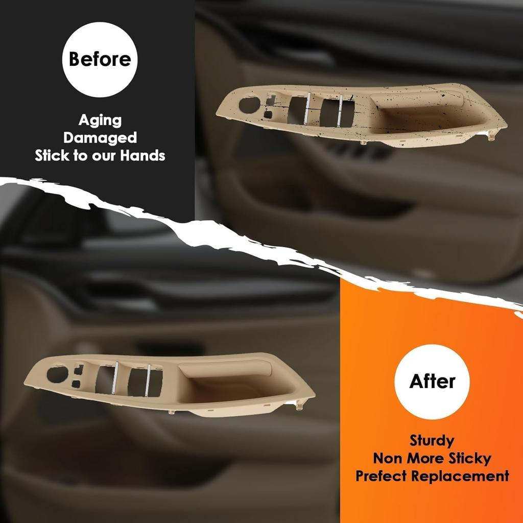 Beige Interior Door Pull Handle Kit Compatible With5 Series F10 F11 520i 520d 523i 525i 525d 528i 530i 530d 535i 535d 2010-2016 Window Switch Armrest