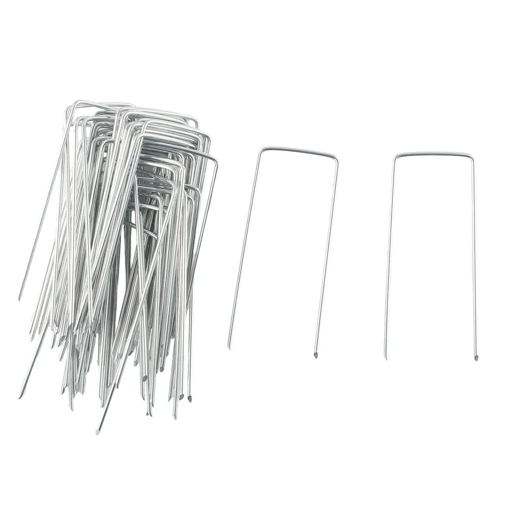 New Set Anchor Pins Galvanized Steel Nail Lawn Pins U Shaped For Garden Greening 50pcs/set Accessories Camping