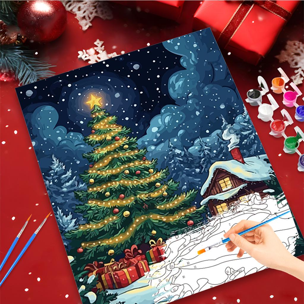 

1pc Painting By Numbers For Adults Kits Christmas Tree Acrylic Painting On Canvas For Home Decoration 40x50cm/16x20inch Without Frame 40x50cm NO Frame
