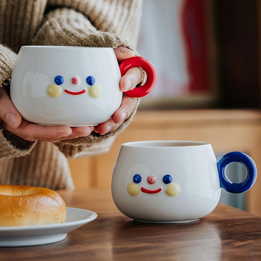 Ceramic Coffee Mug with Chubby Face Design, Microwave Safe,Machine Washable, Novelty Round Cup for Office, Afternoon Tea, Breakfast, Milk