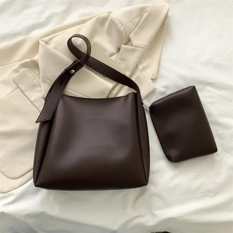 Fashion Leather Tote Bag for Women  Trends Female Simple Large High Capacity Shoulder Side Bag Handbags and Purses Women Bag