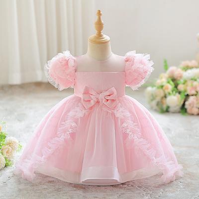 Flower Girl Princess Dress For Weddings Summer Kid Formal Bow Long Gown For School Evening Party Children New Year Cloth AL3068