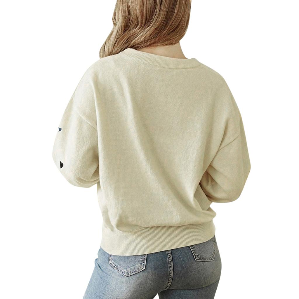 Women's Valentine's Day Heart Round Neck Knit Sweater