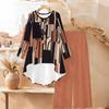 Floral Print Print Two Piece Outfit Women Long Sleeve Irregular Hem Tunic Top Wide Leg Pants Casual Matching Set