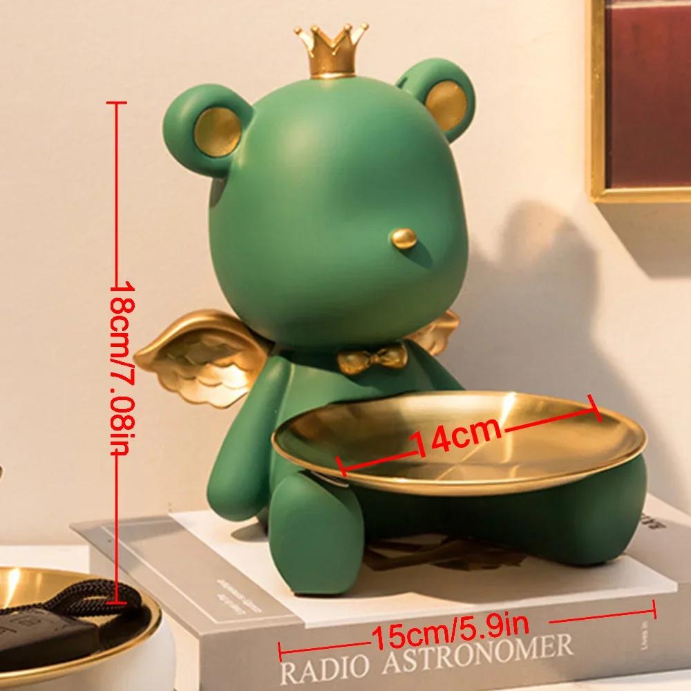 Bear Cool Sculpture Entrance Crafts Resin Art Figurines Candy Sundries Animal Sculpture Household Supplies for Study Coffee Shop