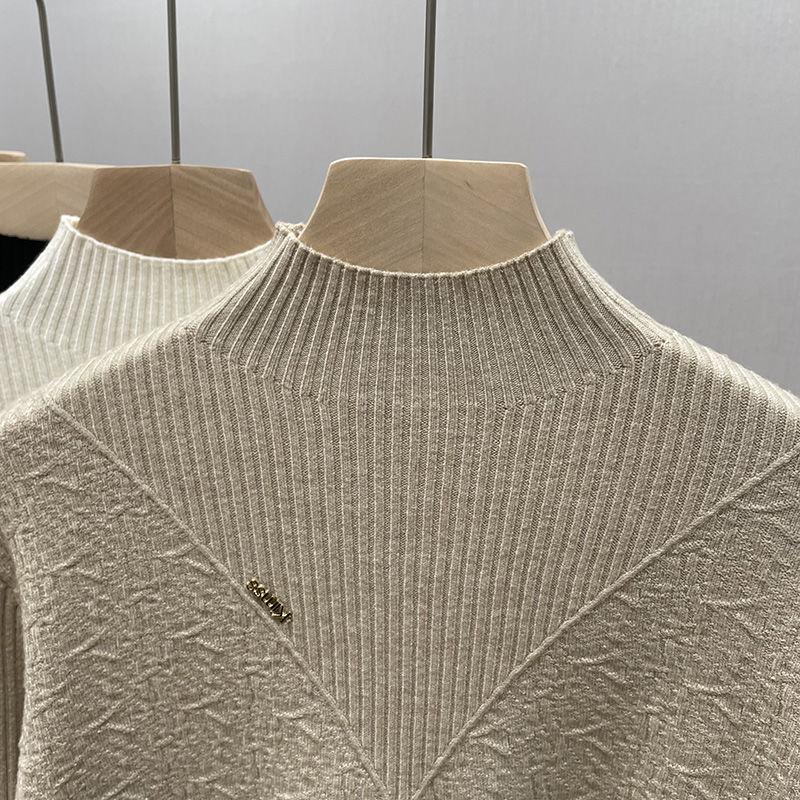Elegant Knitted Top for Women Autumn and Winter Half-high Collar Versatile Sweater Fashionable