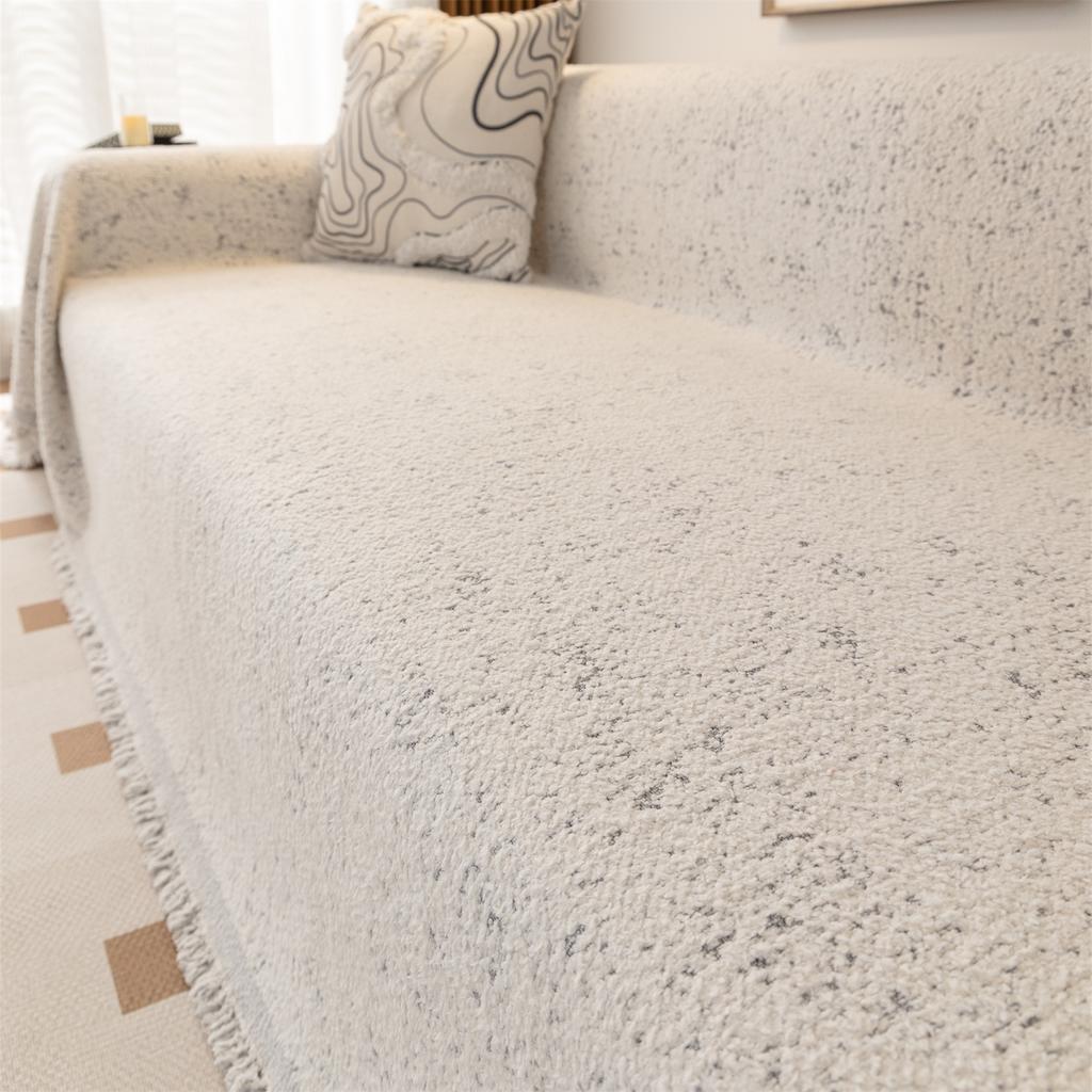 Mykt Kremete Stil Sofahåndkle med Dusker Tungt Varmt Teppe Fire Årstider Sofatrekk Universalt Flerbruks