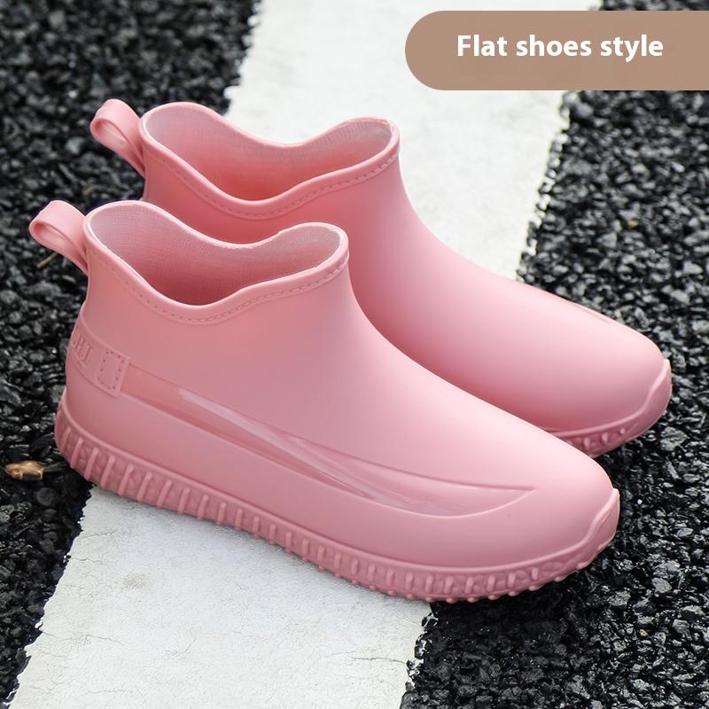 

Sports Version of Rain Boots for Women Short Tube Fashion Outdoor Waterproof Sweet Rubber Shoes Anti-slip Water Shoes 36 рожевий