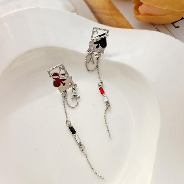 Trendy Long Tassels Earrings with Playing Cards Sweet Temperament Earring Accessories Fashion Jewelry for Women Girls