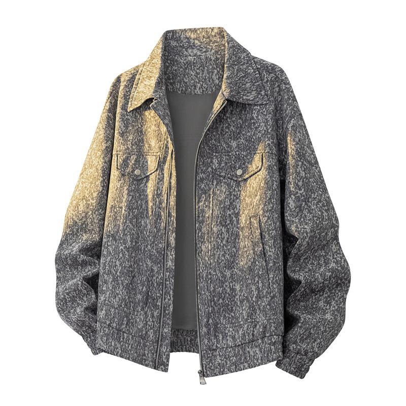 Spring and Autumn New Large Size Jacket Lapel Color Plus Fat and Fat Clothes