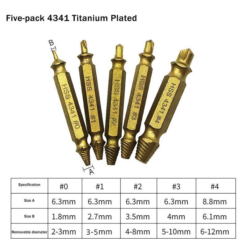 4/5ks Vícezubý Extractor Vrták Zlomený Poškozený Šroub Extractor Vrták Speed Out Šroub Extractor Šroub Šroubovák Odstraňovač Nástroje