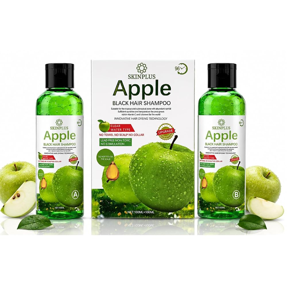SKINPLUS Apfel HAIR Shampoo Geeignet für den Heimgebrauch – (100 × 2ml) Kein Handtuch, keine Kopfhaut(Flasche)
