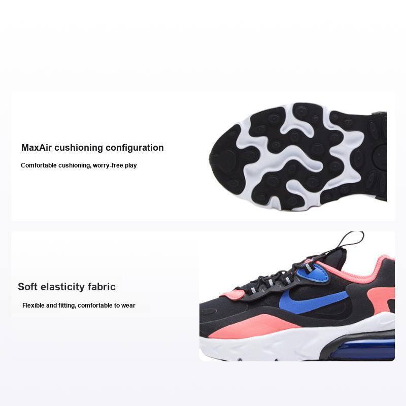 Nike Air Max 270 Comfortable Versatile Shock Absorption Durable Low-Top Casual Shoes Kids Sneakers Pink Black Blue BQ0102-024