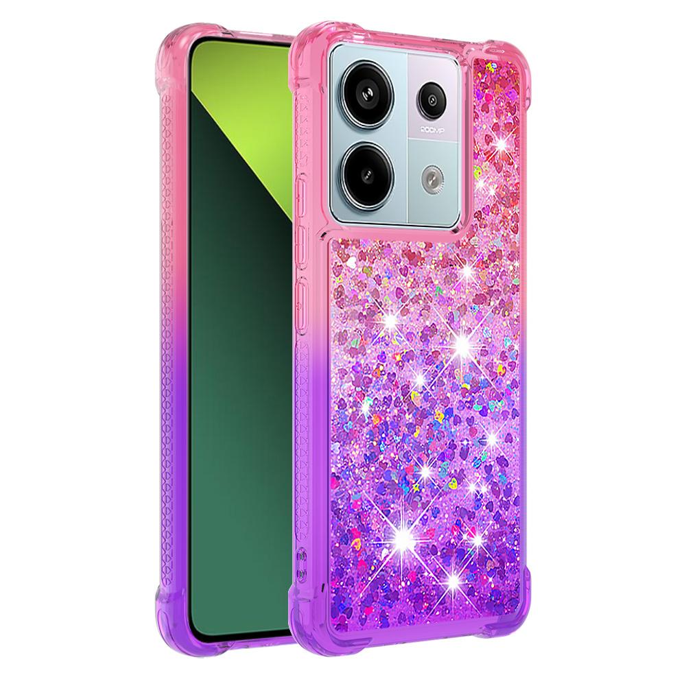 

For Xiaomi Redmi Note 13 Pro 5G/Poco X6 5G TPU Case Gradient Quicksand Phone Back Cover Pink+Purple