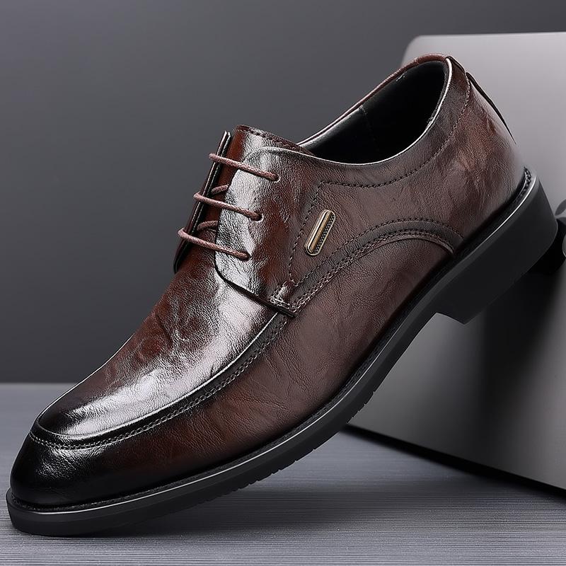 Fashion 2025 New Business Lace Up Men Oxford Shoes Comfort Walking Shoes Wedding Height Shoes Men's Fashion All-match Leather Footwear
