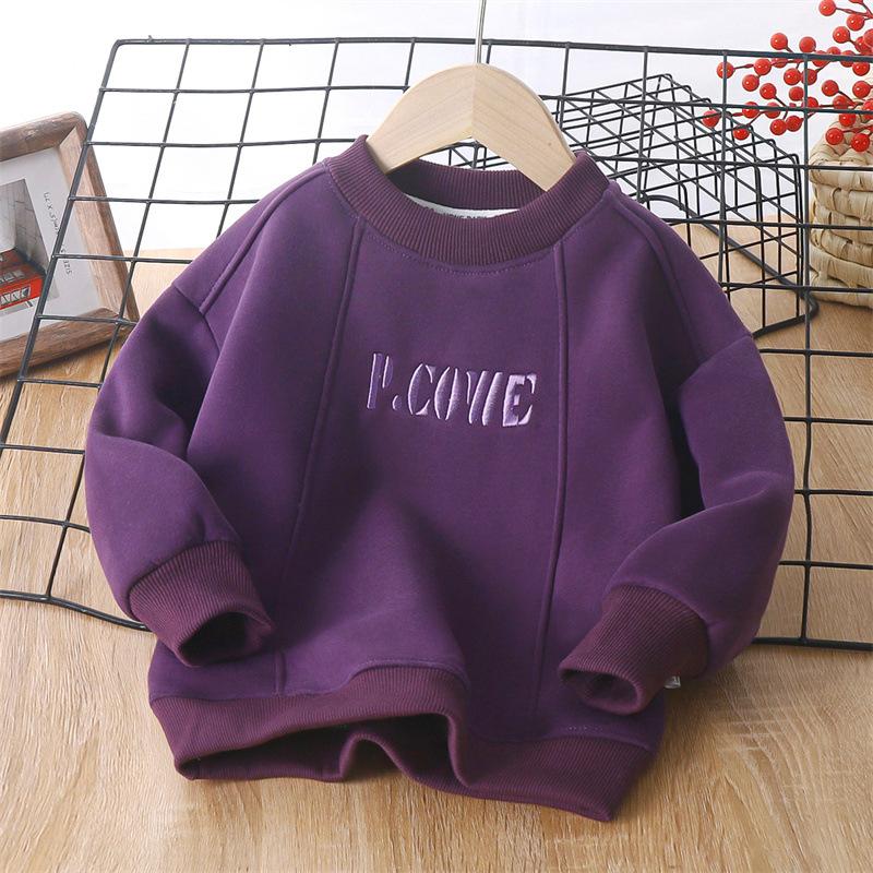 Boys Hoodies Sweatshirts Cotton Tops Outwear  Purple Spring Autumn Kids Sport Uniforms Children's Clothing