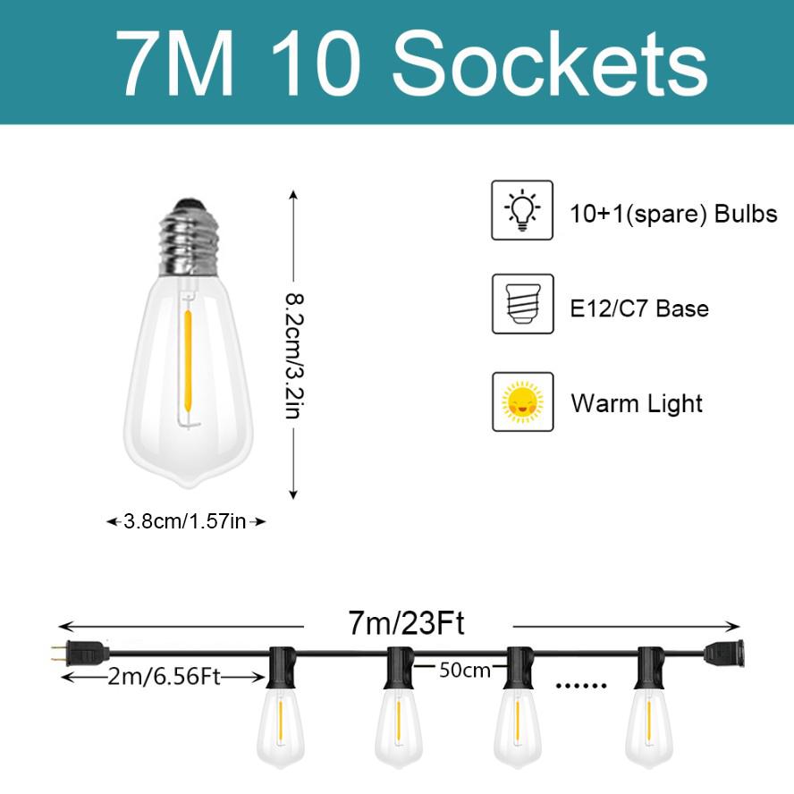 

Уличные гирлянды ST38/G40 LED гирлянда для патио гирлянда для сада, террасы, свадьбы, кемпинга, вечеринки, украшения US plug 110V