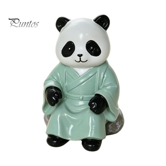 Small Zen Tabletop Figurine Panda Playing Go Chess Figurine, Resin Robe Leisurely Mood Office Ornament Ornament, Cute Statue for Tea Room Study Decor