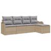 Ensemble de canapé de jardin 5 pièces avec coussins en poly rotin beige, Canapé de jardin 2 places avec coussins en poly 3345660