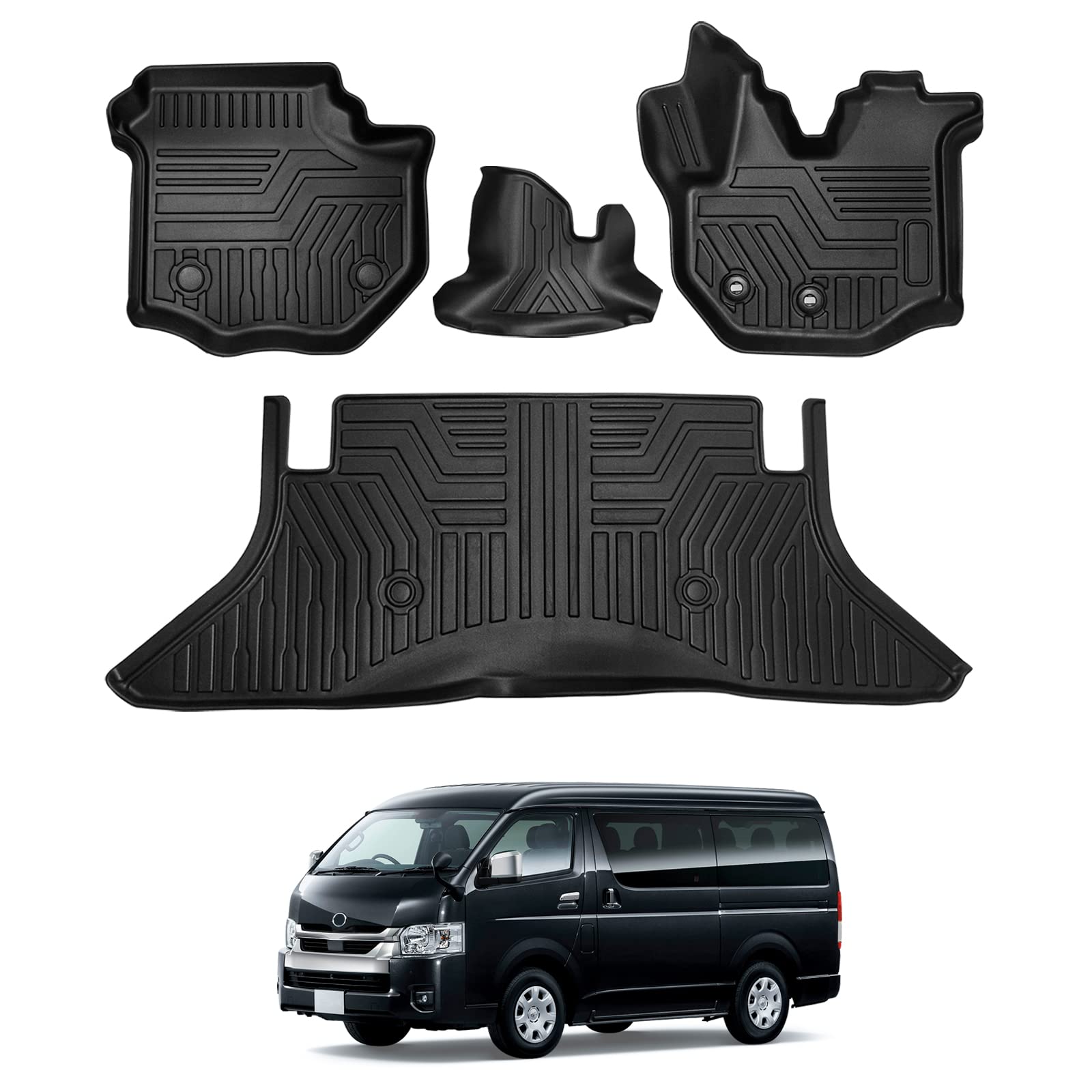 

Коврики для пола Hiace 200 Series HIACE TRH KDH2 Series Тип 3D Автомобильный коврик Водонепроницаемый коврик Материал TPE Защитный коврик Устойчивый Интерьерные Пользовательские детали Интерьер чёрный
